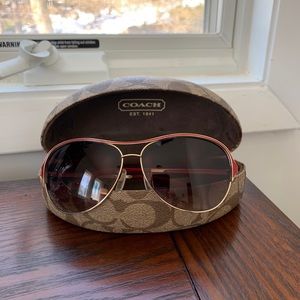 Authentic Coach Red Kat Aviator Sunglasses